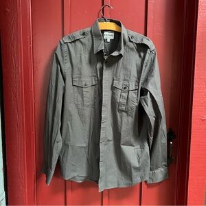 Express Men's Gray Military Shirt